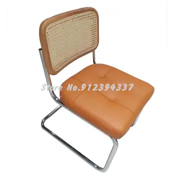 Nordic ins cadeira de jantar de vime líquido vermelho lazer cadeira vintage cadeira de luz de luxo encosto de ferro foto retro cadeira de vime