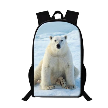 Urso Polar Impressão 3D Sacos de Escola para as Crianças de Mochila de Animais de Crianças Meninos Meninas rapazes raparigas Livro Sacos para Adolescentes Mochila Casual, Bolsa de Viagem