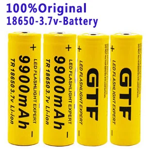 100%Novo.Batería de iones de litio GTF 18650 Original, lanterna recargable 18650, 3,7 V, par Lanterna + cargador USB