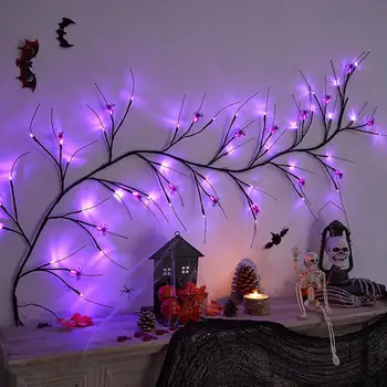 Lâmpada decorativa Spooky Halloween Decoração operado Bateria do Salgueiro Videira Galho de Luzes Led com Vários Modos de Fotografia
