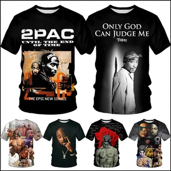 Hip Hop Clássico da Moda de Rap, Tupac 2pac T-Shirts 3D Impresso T-camisa Unissex Casual, Gola Redonda, Manga Curta Cantor Popular Tops