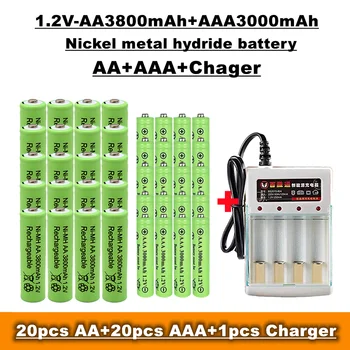 Lupuk - AA + AAA Nimh Recarregável da Bateria, 1,2 v 3800 MAH / 3000 mAh, por Controle Remoto, Brinquedos, rádio, etc. + carregador de vendas