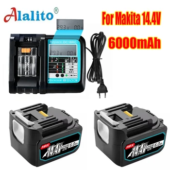 Usado Para Makita 14,4 V 6.0 Ah Bateria de Iões de Lítio BL1430B 1460B 1415194066-BDF440RFEBTD 130FWLXT 20B1415194558-0194559-Bateria