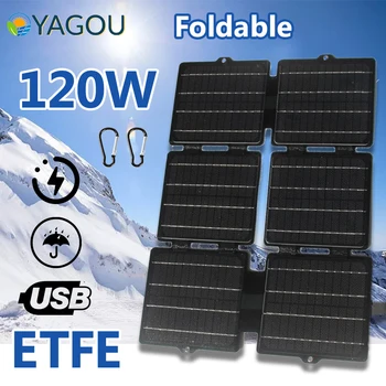 120W ETFE Solar Dobrável Carregador 12V Dual USB de Alta Qualidade à prova d'água a energia Solar Painel de Tarifação para Telefone Celular Acampamento do Ourdoor