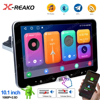 X-REAKO de 10,1 Polegadas 1Din auto-Rádio Android Botão da Tela de Toque Carplay GPS de Navegação Rotativa Reprodutor Multimídia Universal Chefe da Unidade de