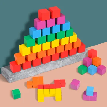 Montessori Magic Puzzle de blocos de Brinquedo Espacial, Raciocínio Lógico Jogo de Treino de arco-íris Empilhamento de Blocos de Matemática Brinquedos Educativos para crianças