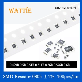 Resistor SMD 0805 1% 0,49 E R 0.5 R 0.51 R 0.511 R 0.56 R 0.576 R 0.6 R 100PCS/monte chip resistores de 1/10W 2.0 mm*1,2 mm de Baixo valor de resistência