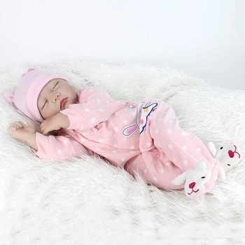 55CM Bebe Reborn Baby Doll de Dormir Realistas Silicone Macio, de Toque Real Ponderada Corpo Enraizada Cabelo