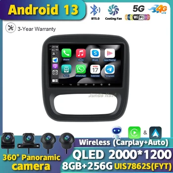 Android 13 Para Renault Trafic 3 2014-2021 Opel Vivaro B 2014-2018 auto-Rádio Multimédia Player de Vídeo de Navegação GPS CarPlay QLED