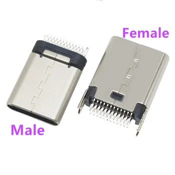 5PCS USB3.1 Tala TIPO Interface TIPO-C Masculino/Feminino Plug 24P Bidirecional Positivos E Negativos de Alta Velocidade