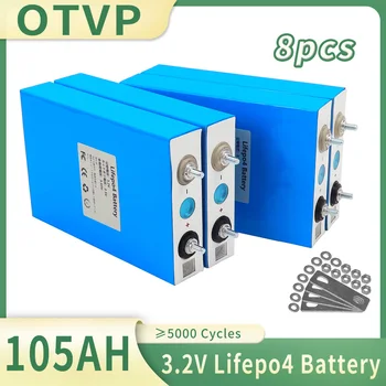 Nova 3.2 V Lifepo4 105Ah Bateria 100Ah 8PCS DIY 12V a 24V, 36V 48V de Alta Capacidade da bateria de Células de Grau Um Lifepo4 Bateria Livre de Impostos