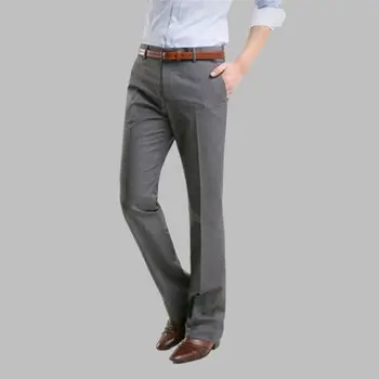 Verão Bom Trecho Liso Calças De Homens De Negócios De Cor Sólida Cintura Elástica Coreano Clássico Fino Slim Casual Terno De Calça Masculina H25