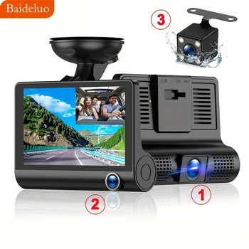 Carro DVR 3 Câmeras de 3.8 Polegadas Traço Cam, Gravador de Vídeo do Carro da Auto Registrator Dvrs Traço Cam com 3 Formas de Câmeras
