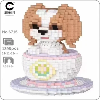 CLC 6715 Mundo Animal Minúsculo Xícara de Chá de King Charles Spaniel Cão de Estimação Mini Blocos de Diamante Tijolos de Construção de Brinquedo Para as Crianças do Presente Sem Caixa
