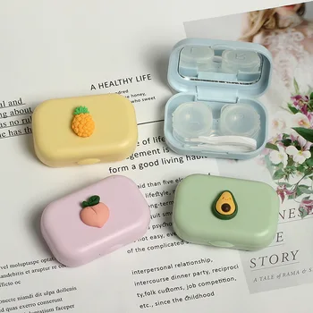 3D Cacto PeachContact Caixa de Lentes Bonito Kit de Viagem de Bolso Mini Lente de Contato Caso de Viagem Kit de Fácil transporte Espelho Lentes Recipiente Caixa